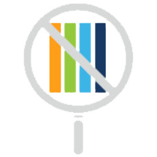 The image is a crossed-out circle over multicolored vertical bars, symbolizing no need for constant monitoring.