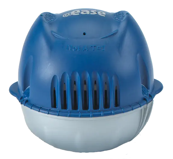 Blue dome-shaped FROG water treatment dispenser.