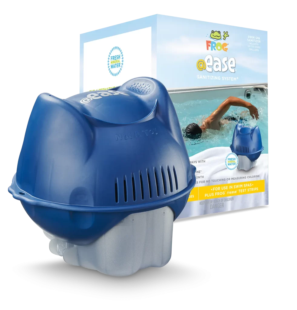 FROG @ease sanitizing system with product packaging.